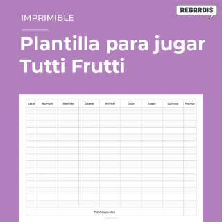 Plantilla de Tutti Frutti (Juego Stop) para descargar e imprimir gratis (PDF)