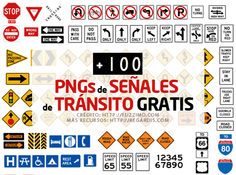+100 PNGs de Señales de Tránsito Gratis
